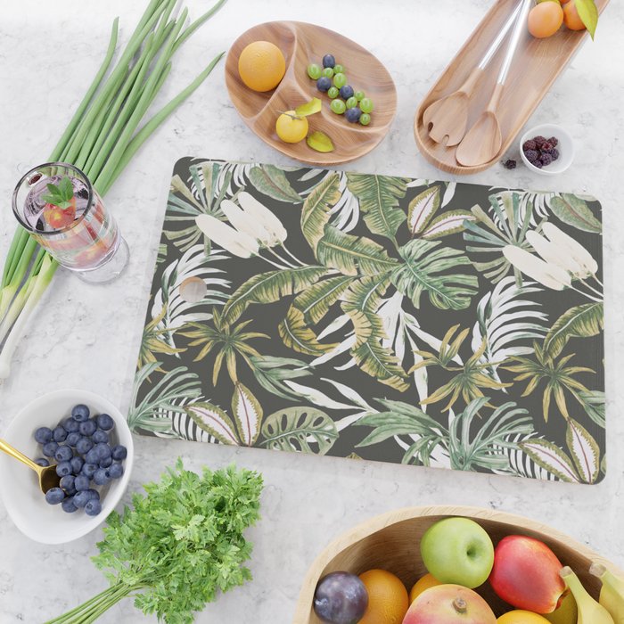Dark watercolor jungle 1 Cutting Board Gallery Image 2