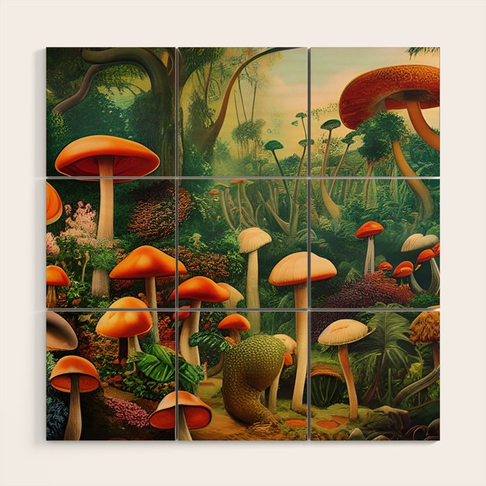 Brirsuris - The Valley of Mushrooms Wood Wall Art Gallery Image 1