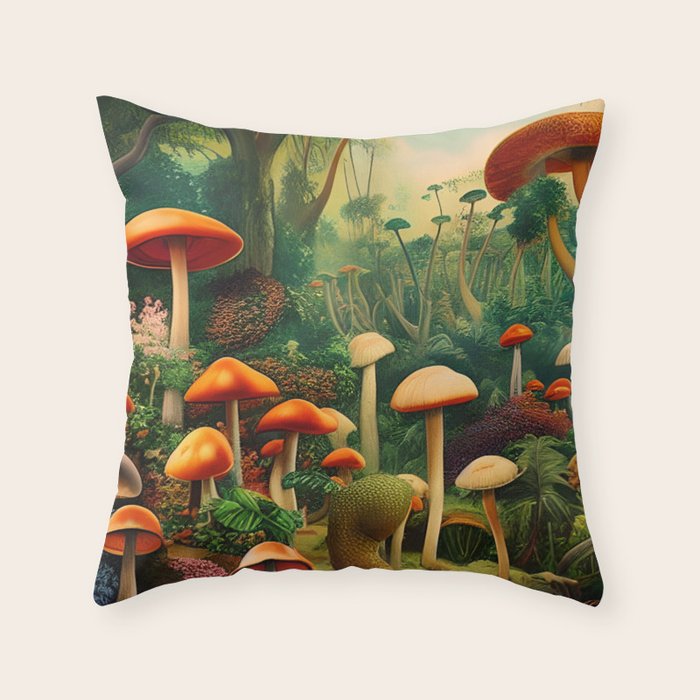 Brirsuris - The Valley of Mushrooms Throw Pillow Gallery Image 6