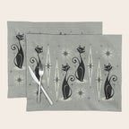 Mid Century Meow Retro Atomic Cats - Gray Placemat Gallery Image 1