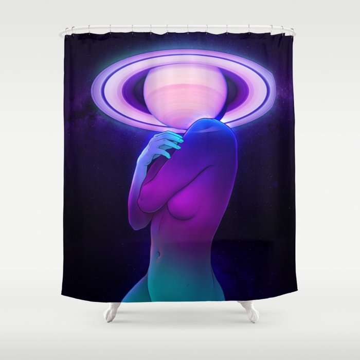 Saturn Head (Censored version) Shower Curtain Gallery Image 1