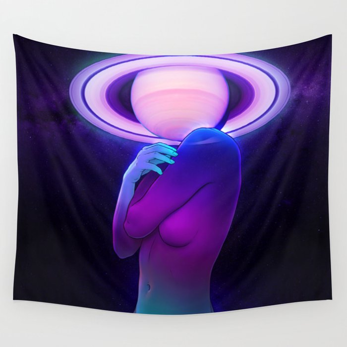 Saturn Head (Censored version) Wall Tapestry Gallery Image 4