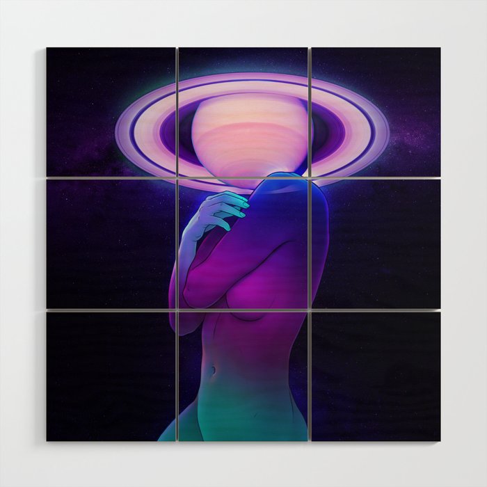 Saturn Head (Censored version) Wood Wall Art