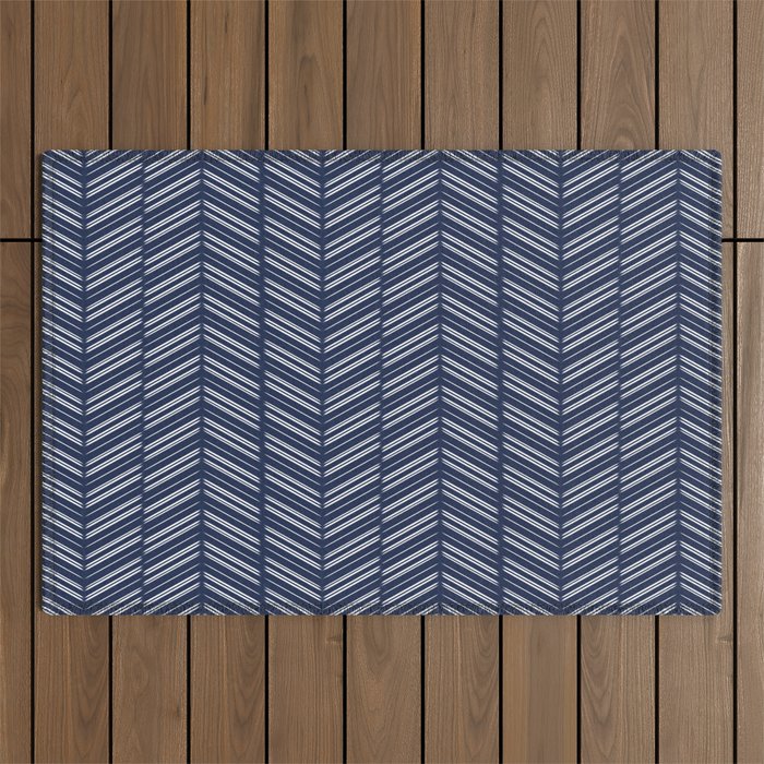 Herringbone (Navy) Outdoor Rug Gallery Image 1