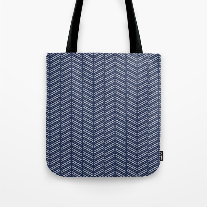 Herringbone (Navy) Tote Bag Gallery Image 1