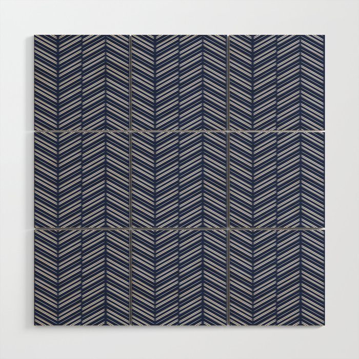 Herringbone (Navy) Wood Wall Art Gallery Image 1