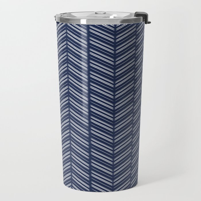 Herringbone (Navy) Travel Mug Gallery Image 2