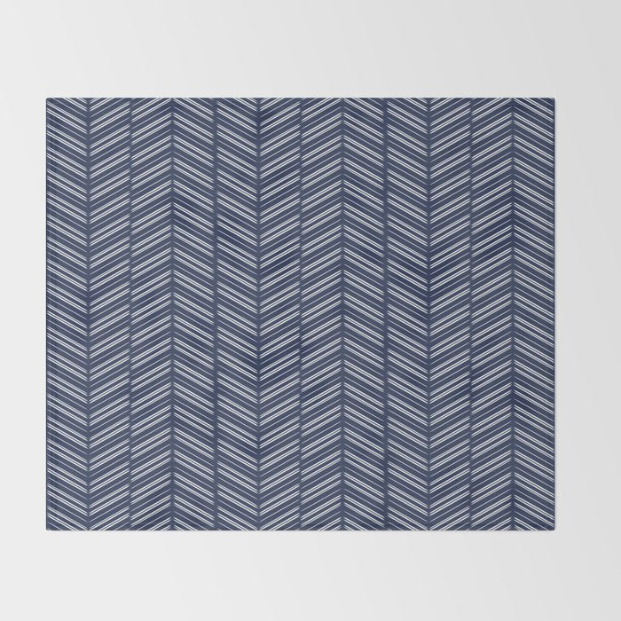 Herringbone (Navy) Throw Blanket Gallery Image 2