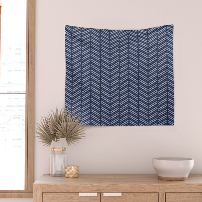 Herringbone (Navy) Wall Tapestry Gallery Image 2