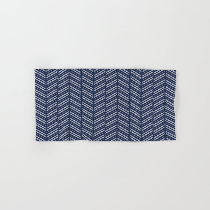 Herringbone (Navy) Bath Towel Gallery Image 1
