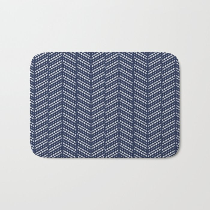 Herringbone (Navy) Bath Mat Gallery Image 1