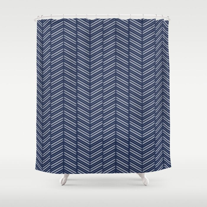 Herringbone (Navy) Shower Curtain Gallery Image 1