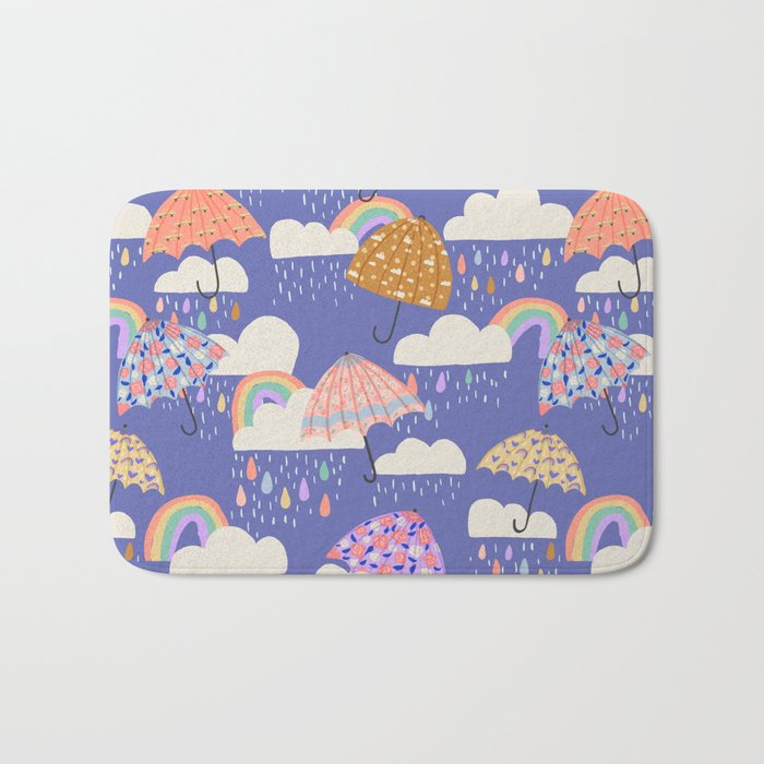 Spring Rain with Umbrellas Bath Mat Gallery Image 1