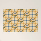 Country Retro Cottage Flowers plaid Welcome Mat Gallery Image 1