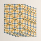Country Retro Cottage Flowers plaid Wrapping Paper Gallery Image 3