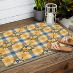 Country Retro Cottage Flowers plaid Outdoor Rug Gallery Image 2