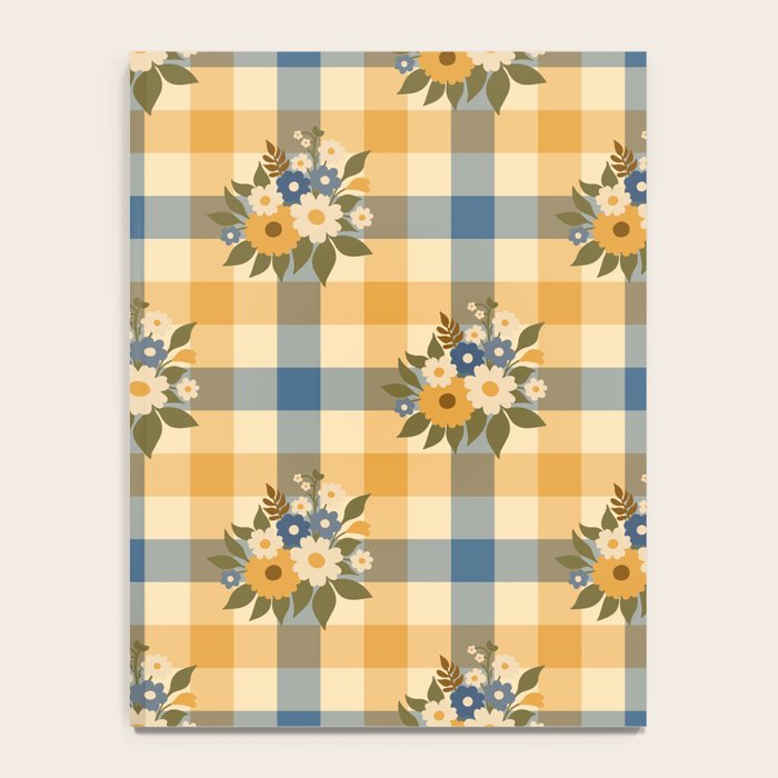 Country Retro Cottage Flowers plaid Notebook Gallery Image 4