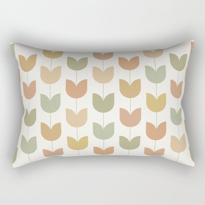Spring Tulips XII Neutral Multicolor Mid Century Flowers Rectangular Pillow Gallery Image 2