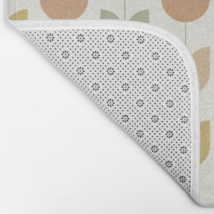 Spring Tulips XII Neutral Multicolor Mid Century Flowers Bath Mat Gallery Image 2