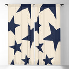 Navy & Light Beige Big Ol' Stars Window Curtain Gallery Image 5