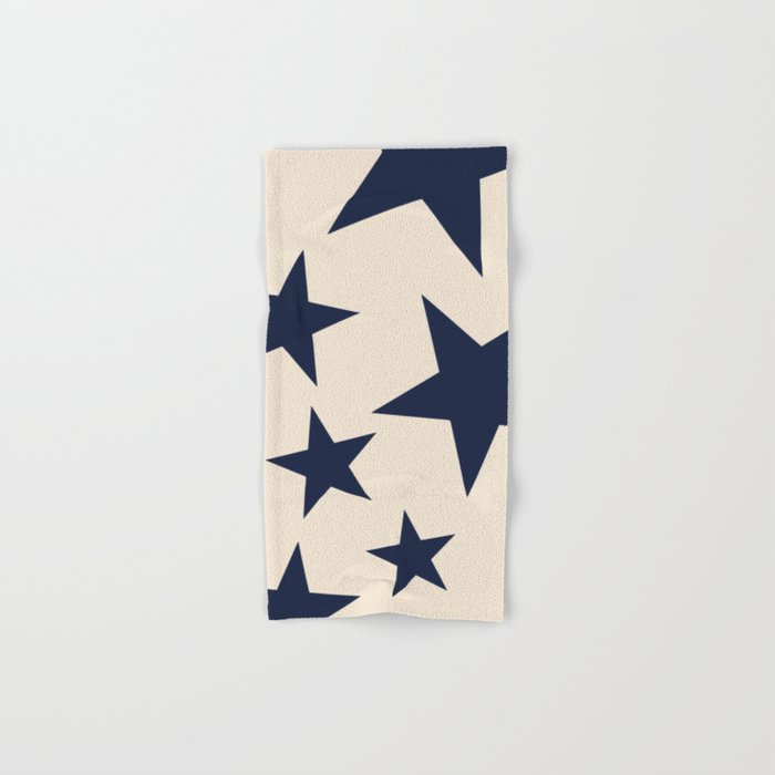 Navy & Light Beige Big Ol' Stars Bath Towel Gallery Image 1