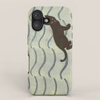 Aoyama Masaharu Japanese Woodblock Print Black Cat On Water Vintage traditional Art iPhone Case Gallery Image 1