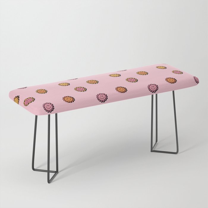 Happy Flowers Print in Pink Bench Gallery Image 1
