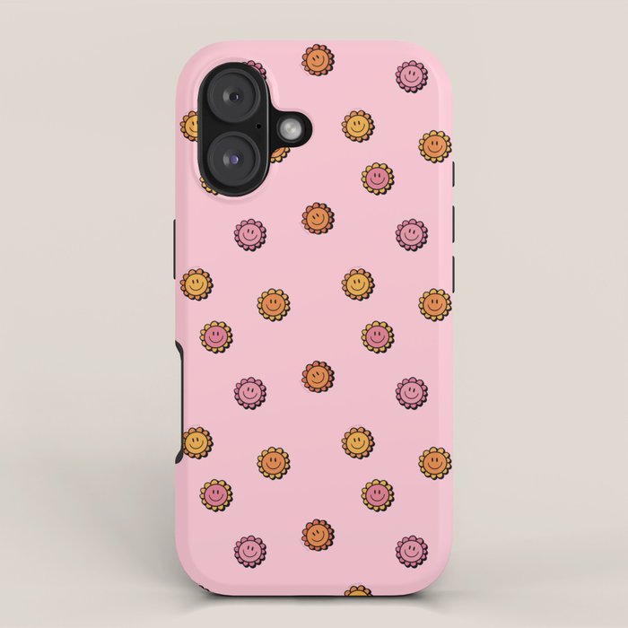 Happy Flowers Print in Pink iPhone Case Gallery Image 1