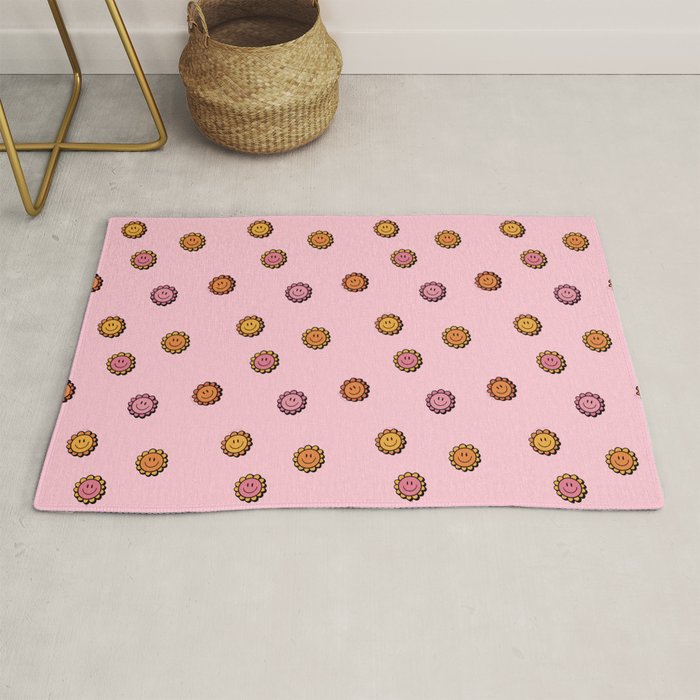 Happy Flowers Print in Pink Rug Gallery Image 1