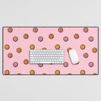 Happy Flowers Print in Pink Desk Mat Gallery Image 1