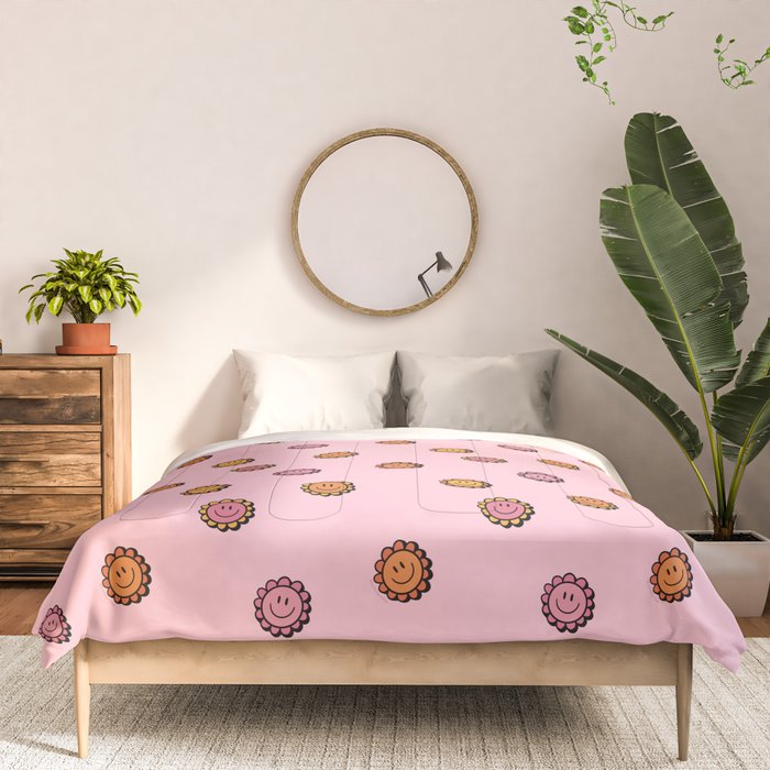 Happy Flowers Print in Pink Comforter Gallery Image 3