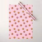 Happy Flowers Print in Pink Wrapping Paper Gallery Image 1
