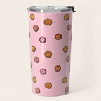Happy Flowers Print in Pink Travel Mug Gallery Image 2
