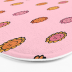 Happy Flowers Print in Pink Bath Mat Gallery Image 3