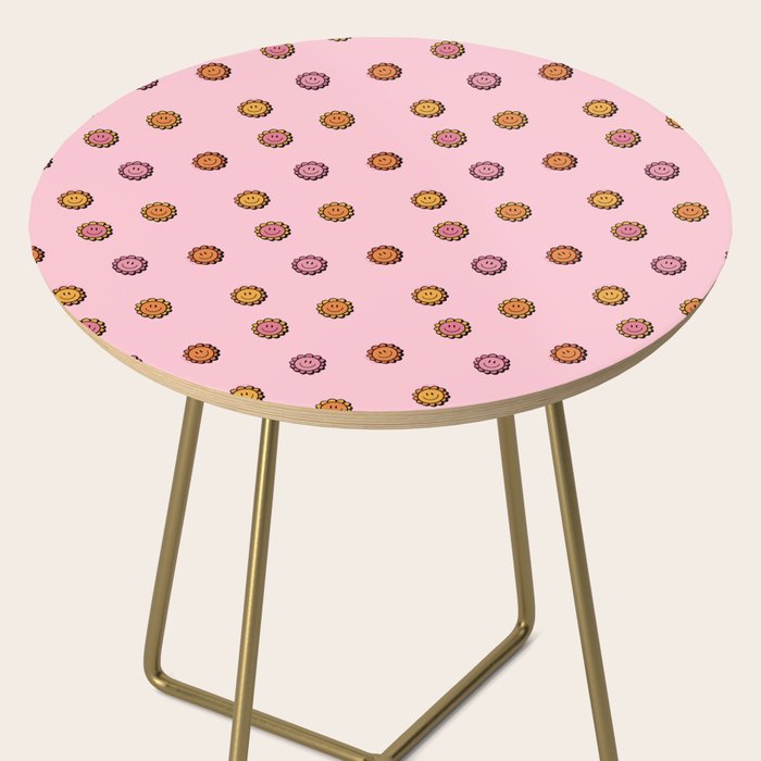 Happy Flowers Print in Pink Side Table Gallery Image 2