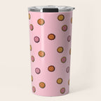 Happy Flowers Print in Pink Travel Mug Gallery Image 1