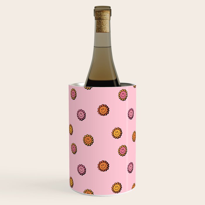 Happy Flowers Print in Pink Wine Chiller Gallery Image 1