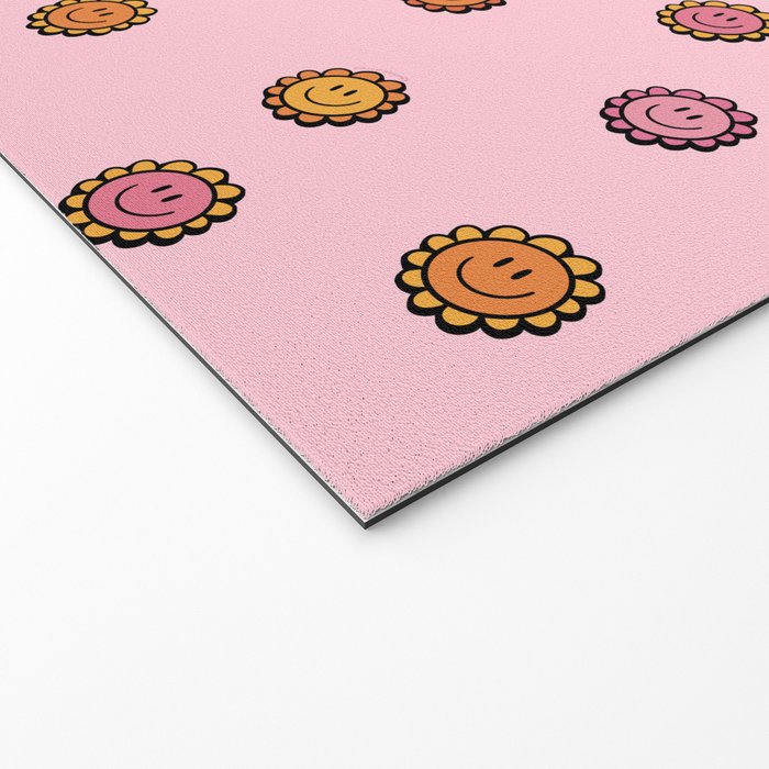 Happy Flowers Print in Pink Welcome Mat Gallery Image 2
