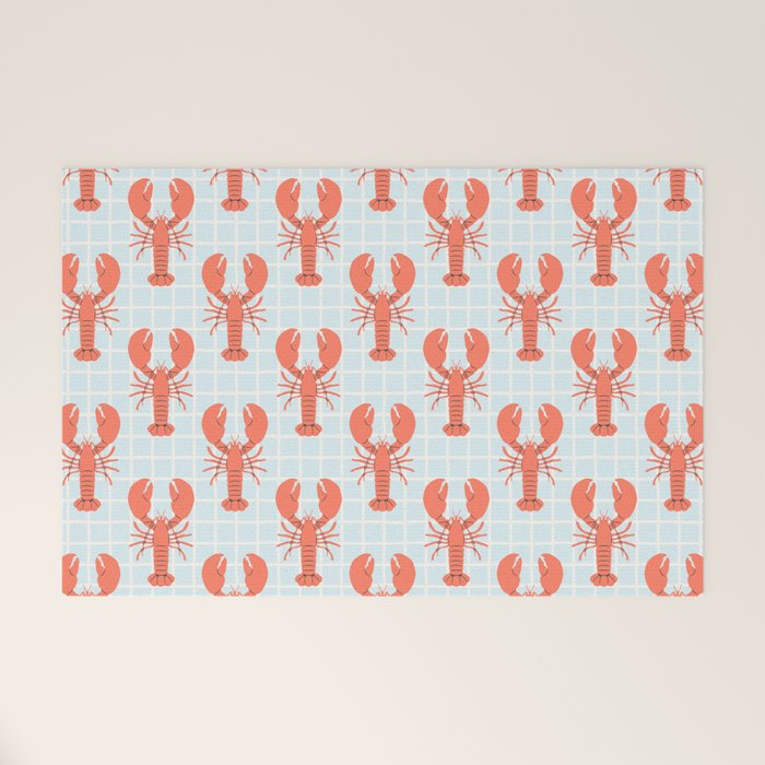 Vintage lobster sea food cartoon pattern Welcome Mat Gallery Image 1