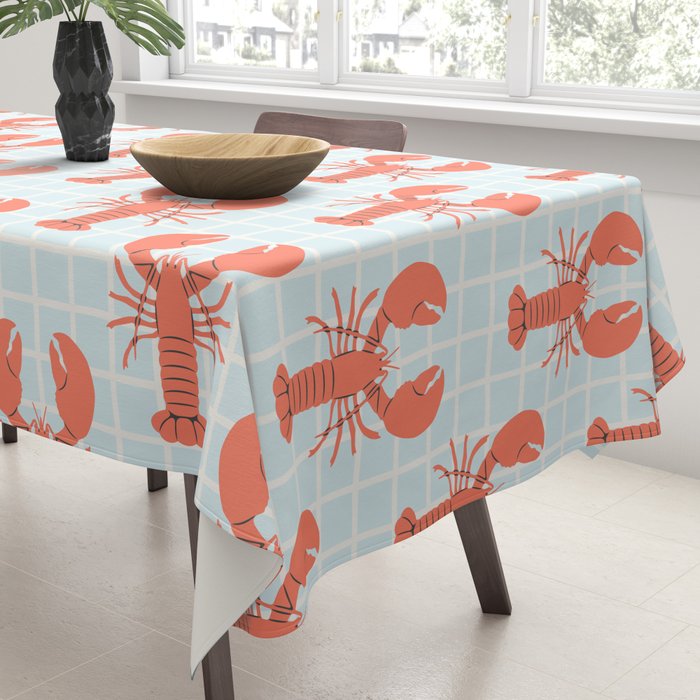 Vintage lobster sea food cartoon pattern Tablecloth Gallery Image 3