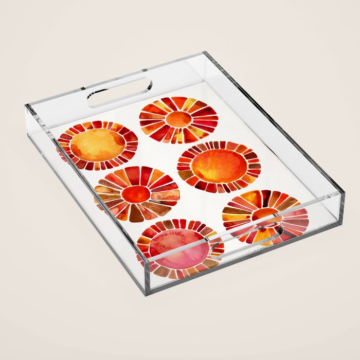 Sun Rays - Red & Orange Acrylic Tray Gallery Image 1