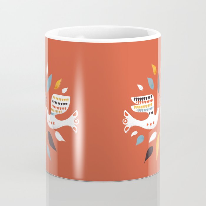 Festive doves - folk illustration Coffee Mug Gallery Image 4
