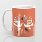 Festive doves - folk illustration Coffee Mug Gallery Image 3