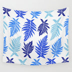 Inked Ferns - Blue Palette Wall Tapestry Gallery Image 4