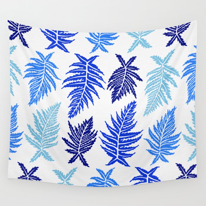 Inked Ferns - Blue Palette Wall Tapestry Gallery Image 4