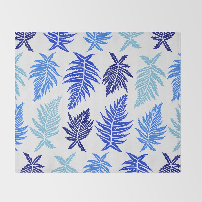 Inked Ferns - Blue Palette Throw Blanket Gallery Image 2