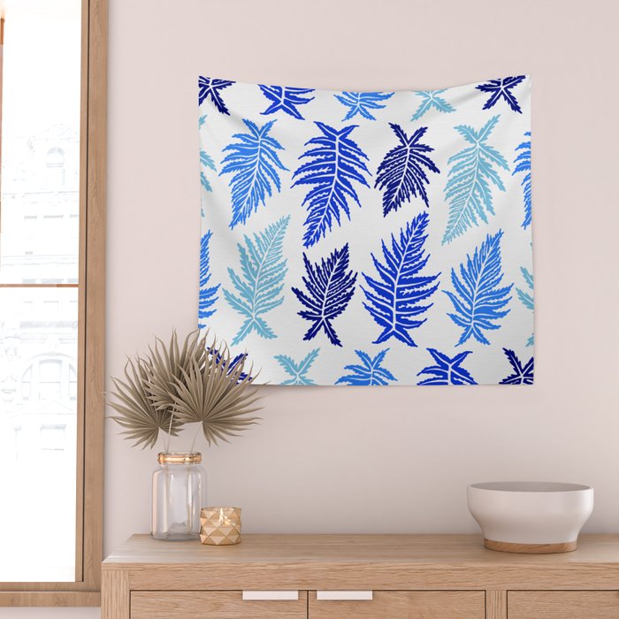 Inked Ferns - Blue Palette Wall Tapestry Gallery Image 2