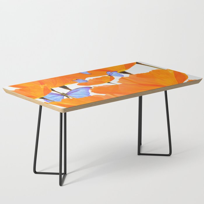 Poppies And Butterflies White Background #decor #society6 #buyart Coffee Table Gallery Image 1