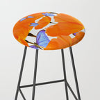 Poppies And Butterflies White Background #decor #society6 #buyart Stool Gallery Image 2