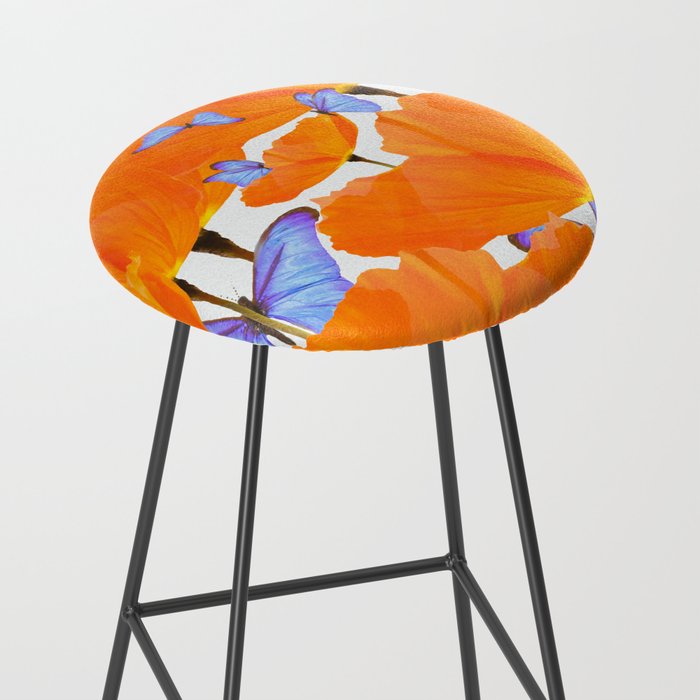 Poppies And Butterflies White Background #decor #society6 #buyart Stool Gallery Image 2